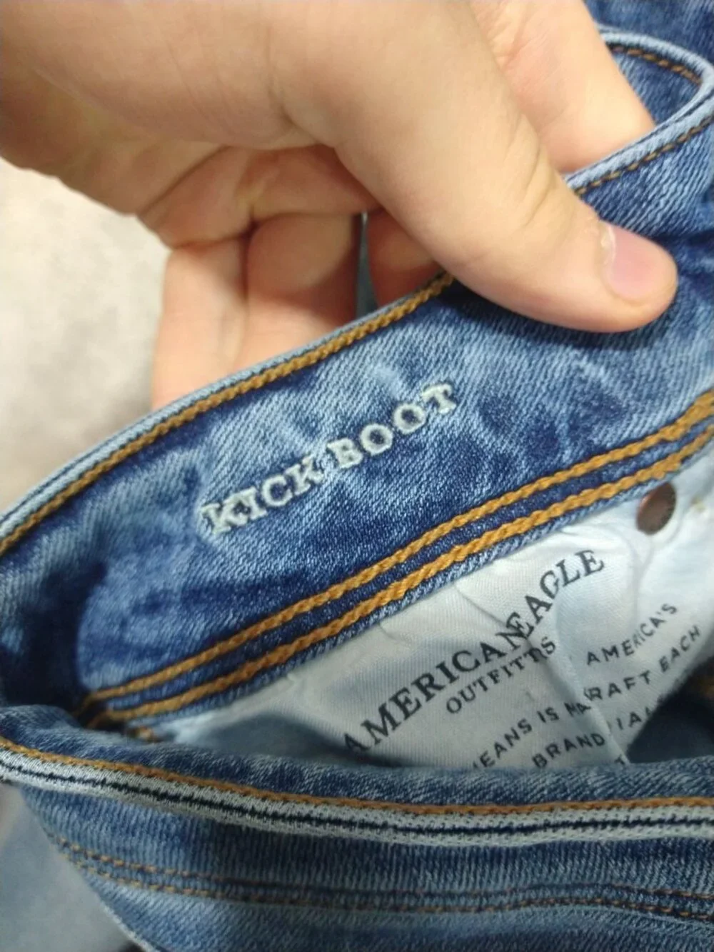 American Eagle Jeans Womens 6 Blue Denim Kick Boot Stretch X Medium Wash